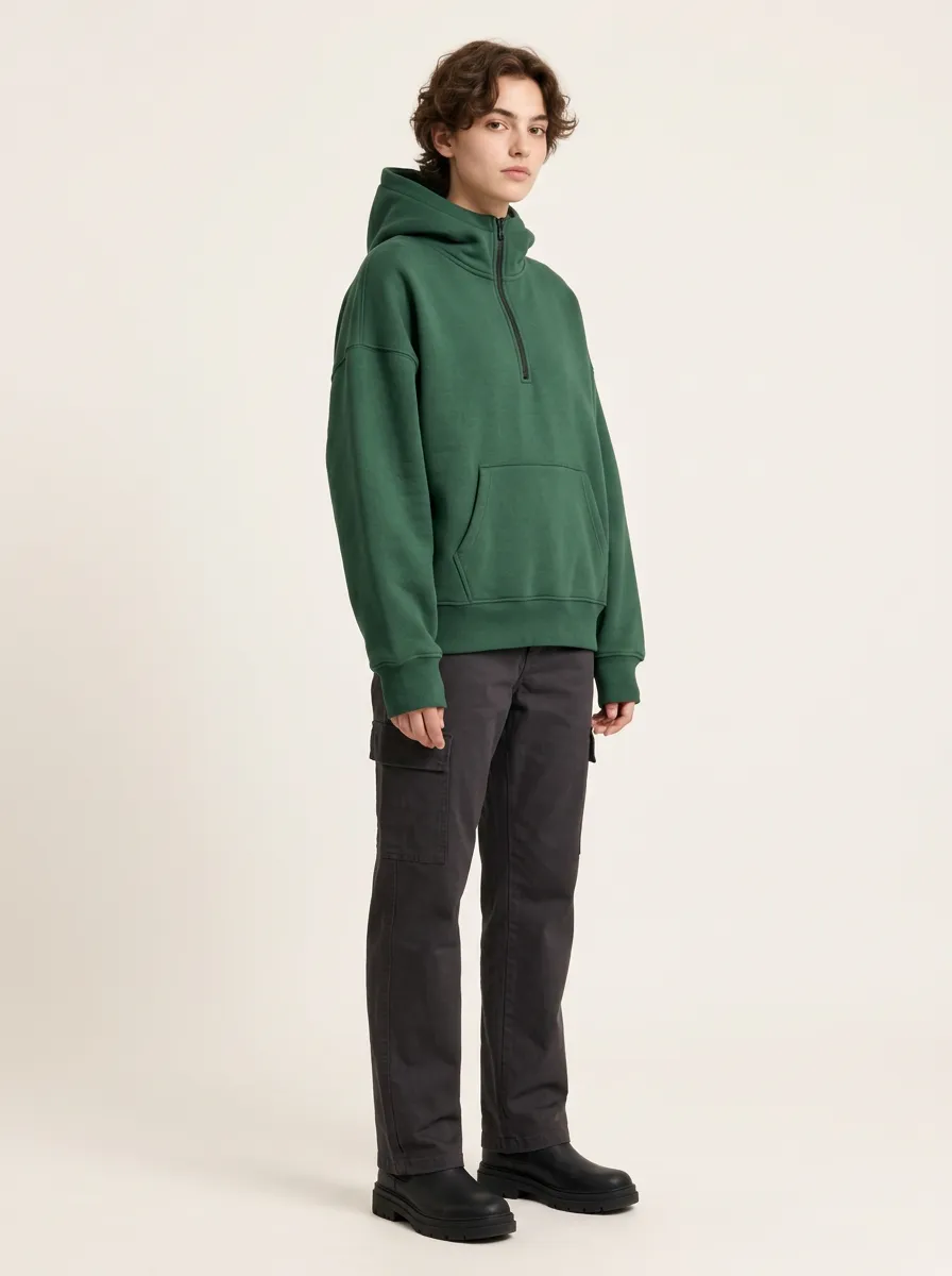 Modern Layer Quarter Zip Unisex Pullover Hoodie