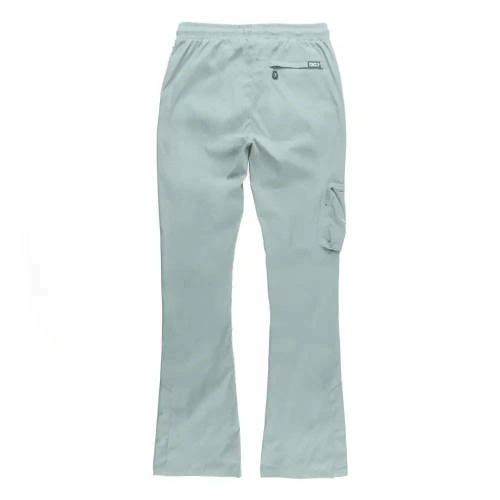 Nylon Stacked Cargo Pants - Teal