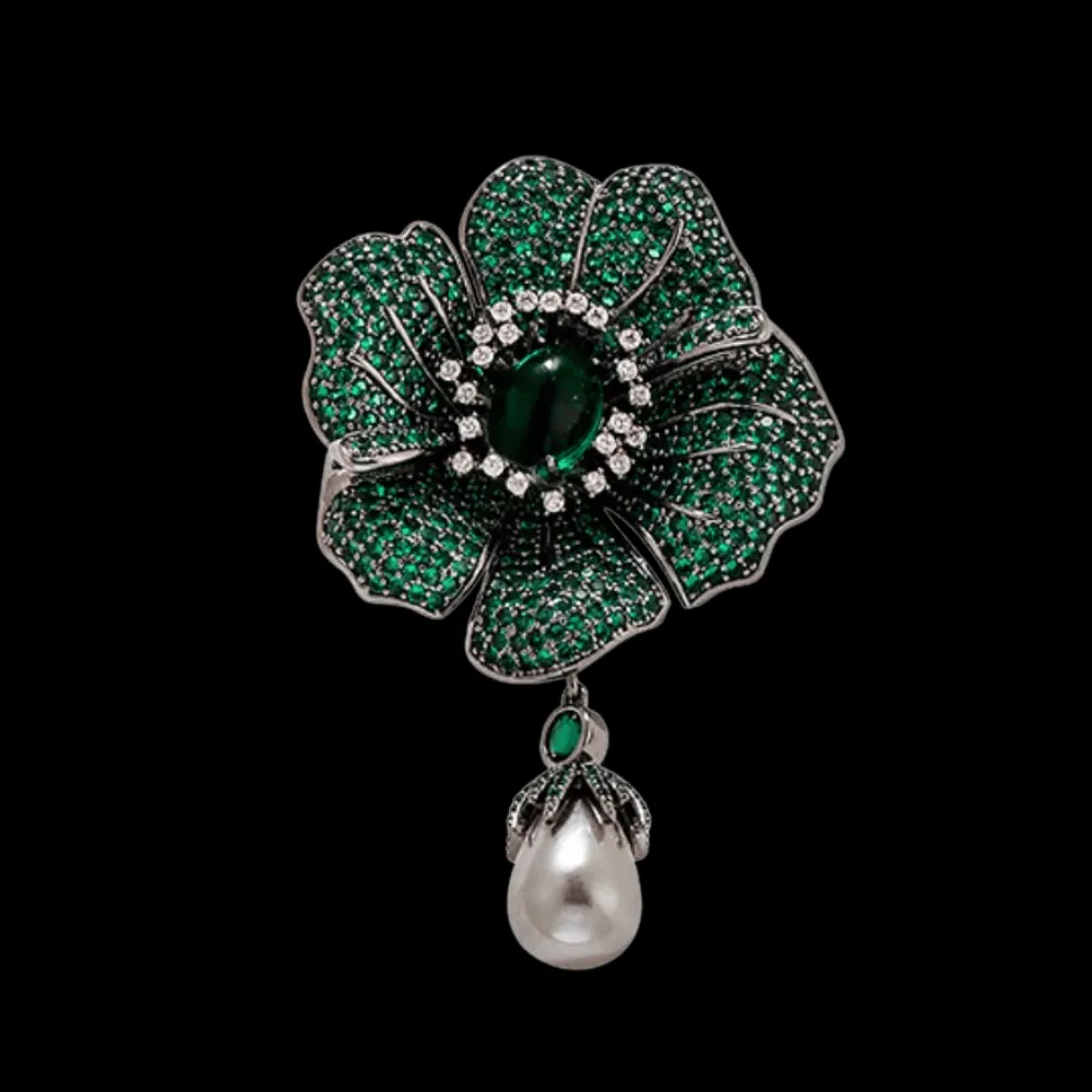 Vintage Ornate Gem Brooch