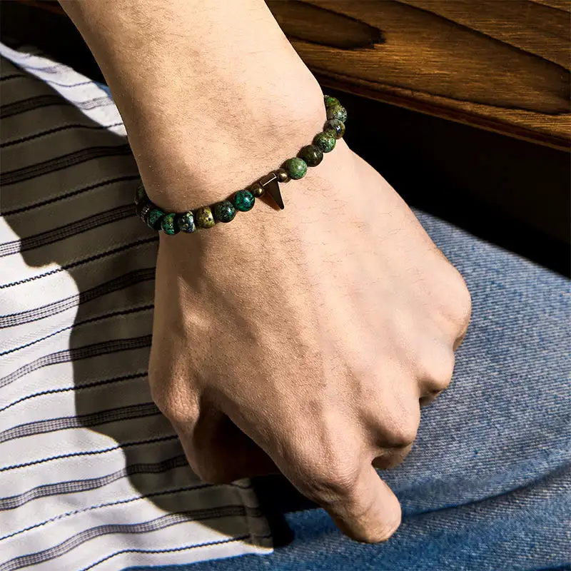 Vintage Distressed Design Turquoise Copper Bracelet