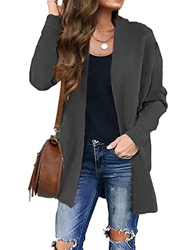 Women's Long Sleeves Open Front Leopard Print Knitted Sweater Cardigan Coat Outwear