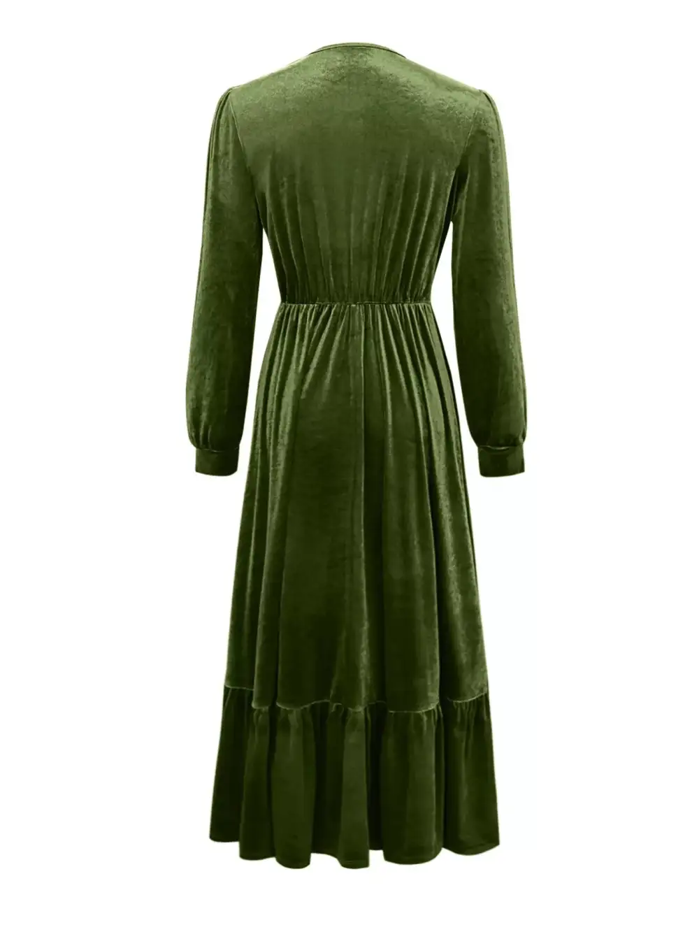 Textured Detail Ruffle Long Sleeve Dress
