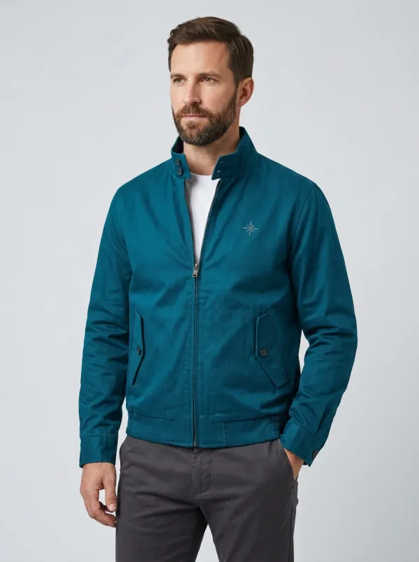 Men's Nautical Compass Star Embroidered Navy Zip Jacket