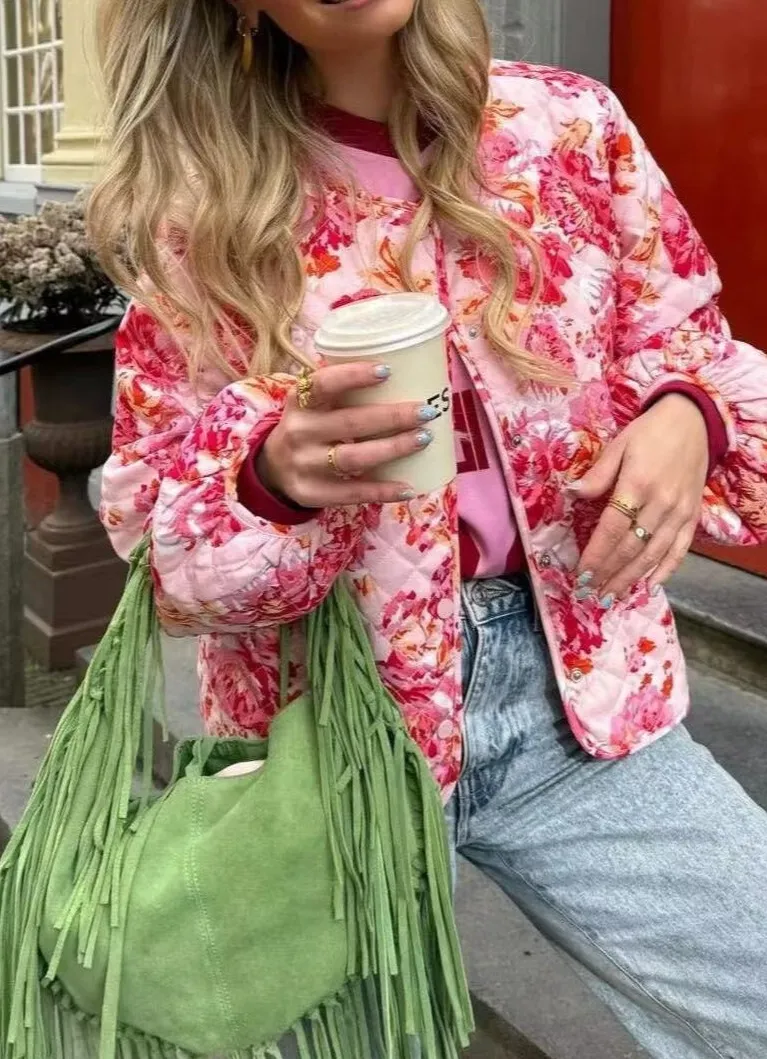 Jacquard Single-Breasted Floral Jacket