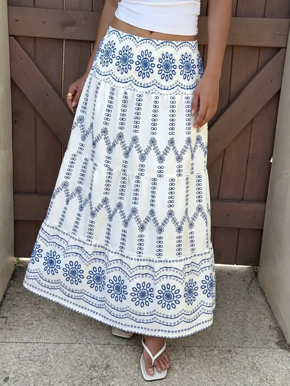 Classic Printed Tiered Maxi Skirt