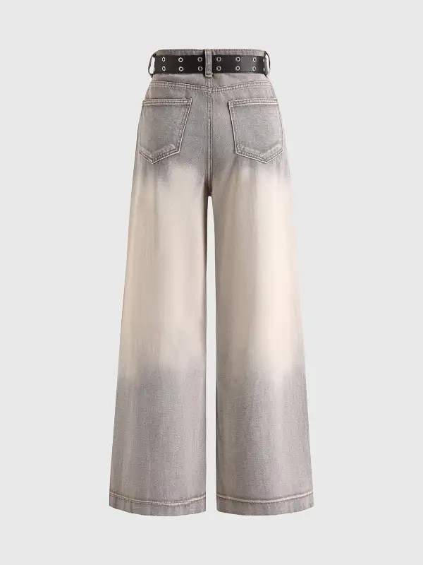 Wide-Leg Rhinestone-Detail Jeans
