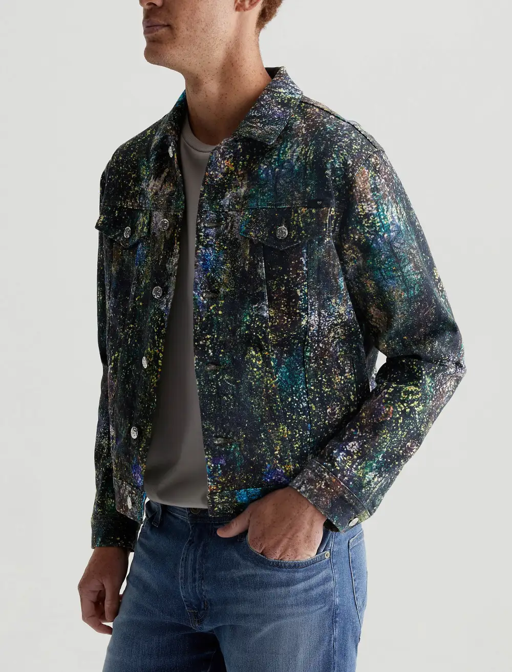 Men's Concealed Pocket Adjustable Waist Trucker Jacket