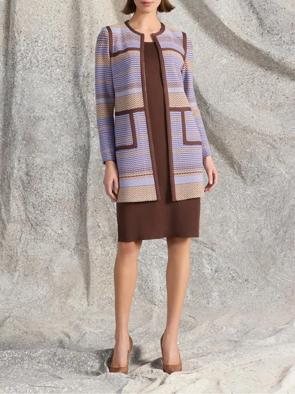 Medium To Long Striped Knitwear