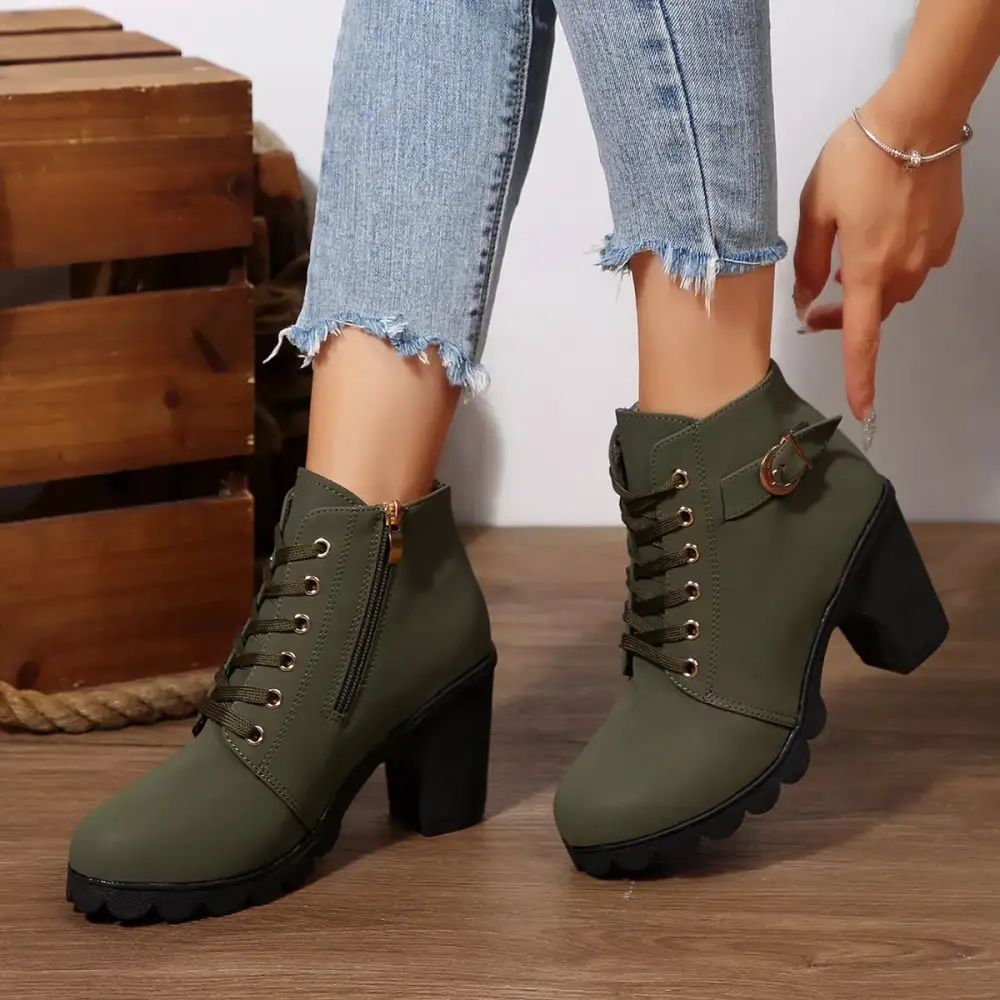 Essential Lace-Up Block Heel Boots