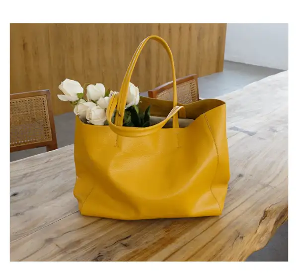 Full Grain Leather Convertible Tote Bag