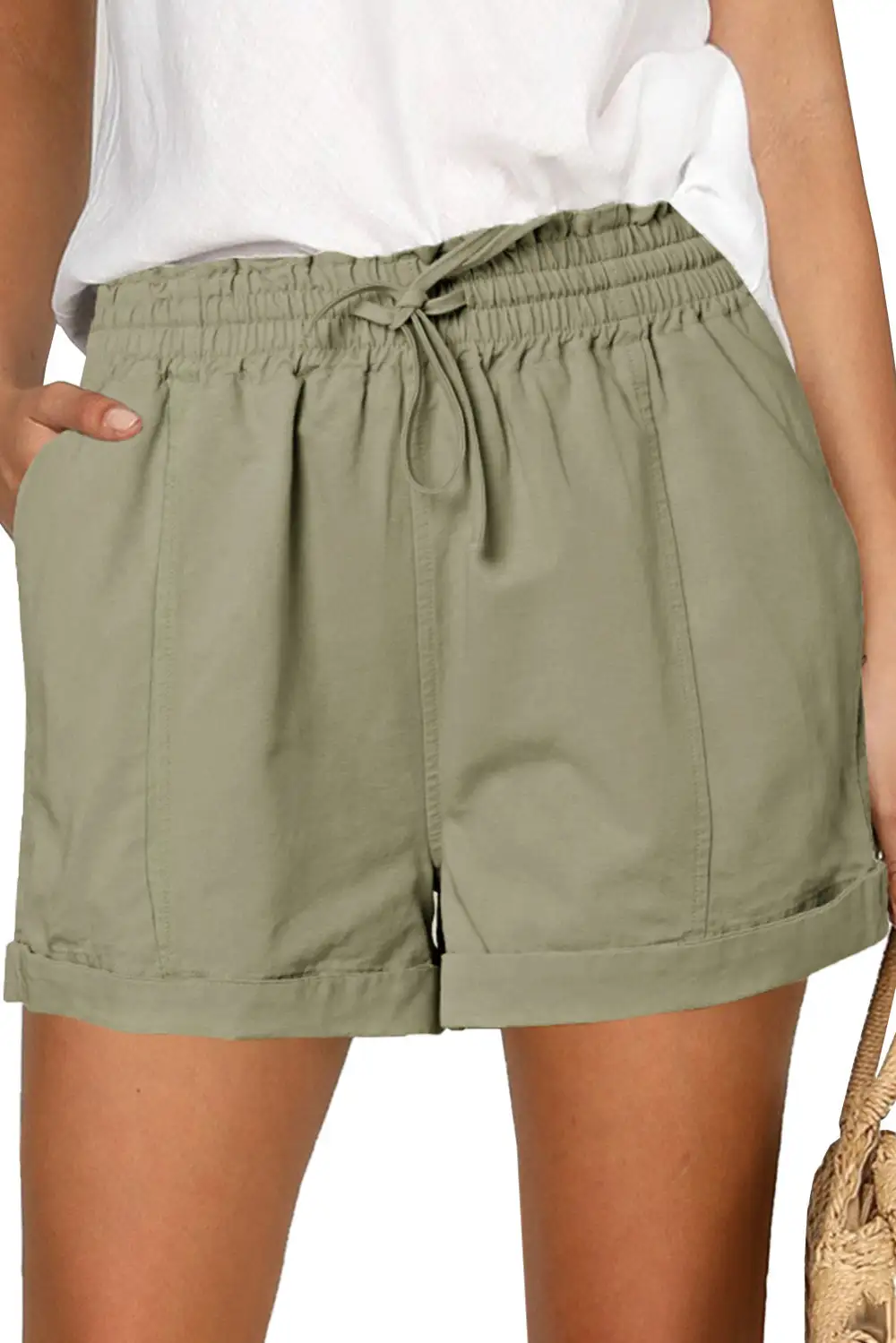 Classic Elastic Waist Drawstring Casual Shorts