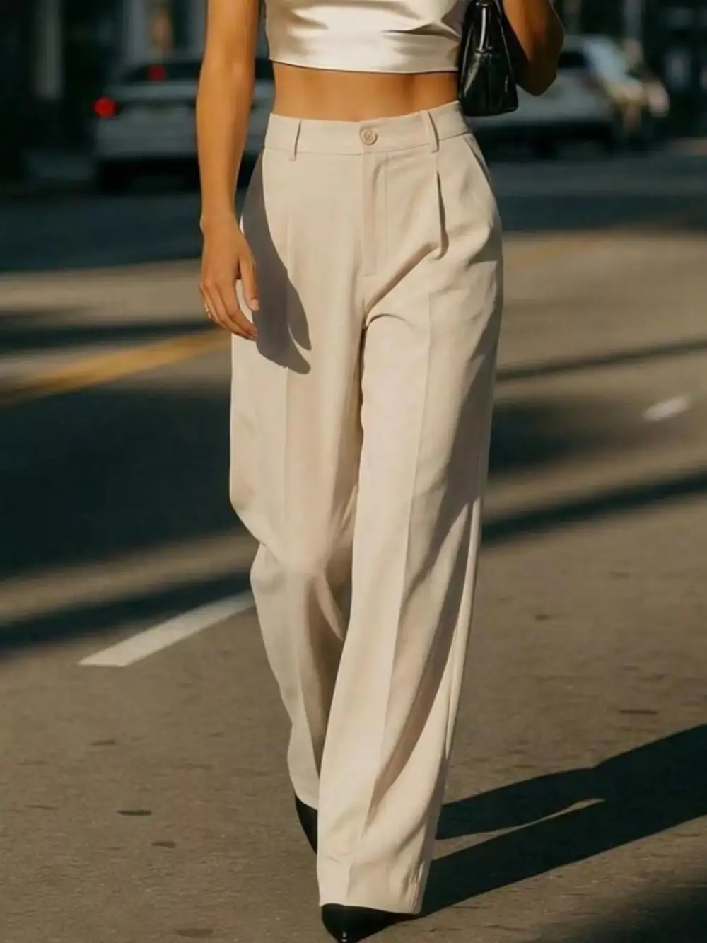 High Waisted Wide Leg Pleated Pants