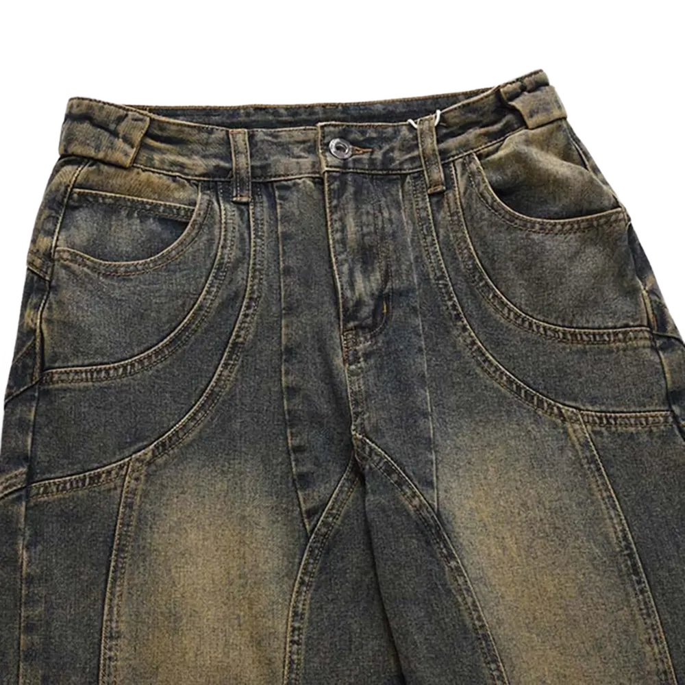 Straight-Leg Acid-Wash Jeans