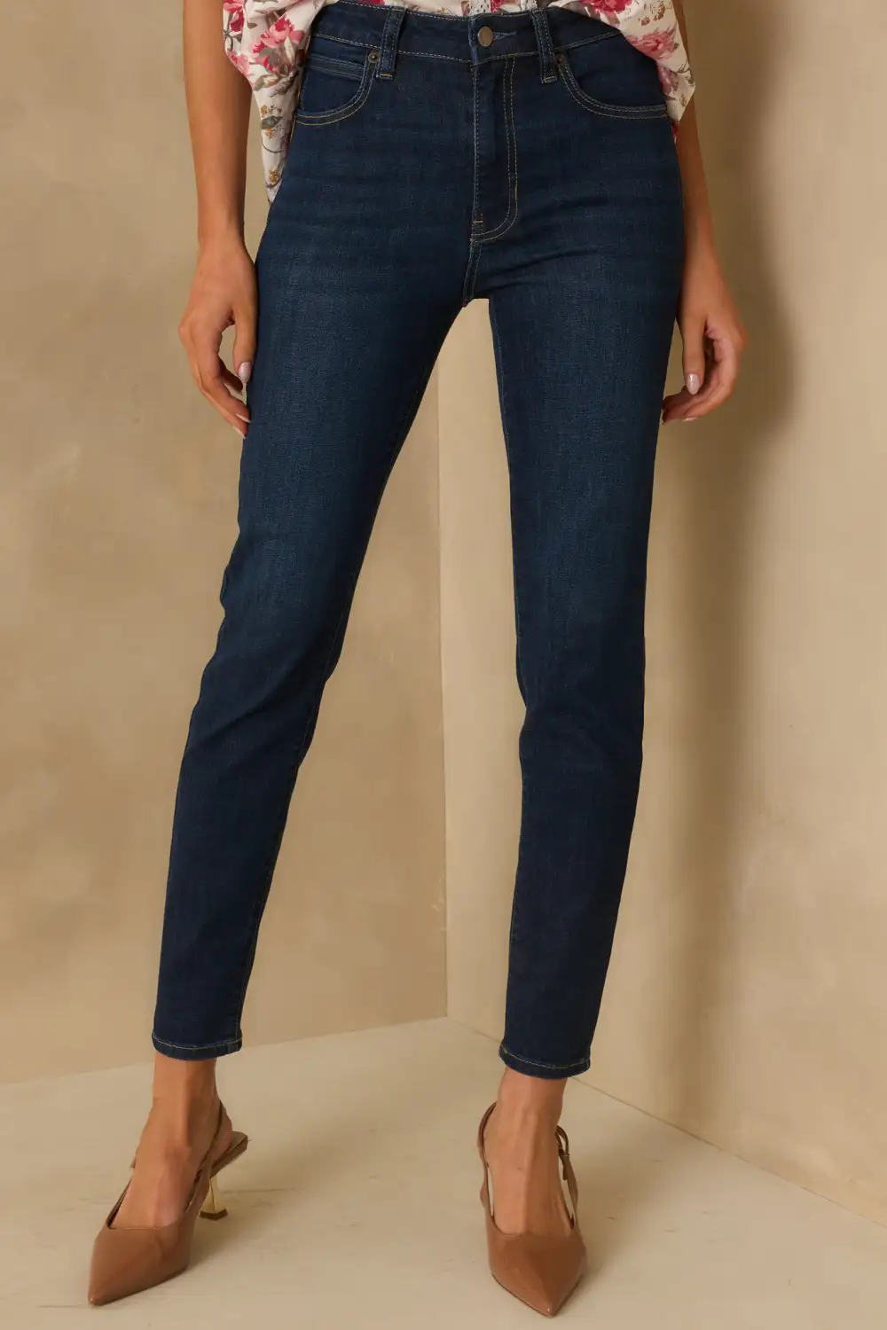 Stated Dark Wash High Waisted Skinny Jeans