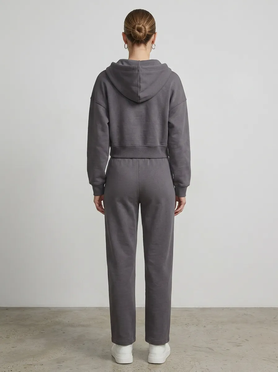 Zip-Up Jogger Women's Cropped Zip-Up Hoodie Jogger Active Set