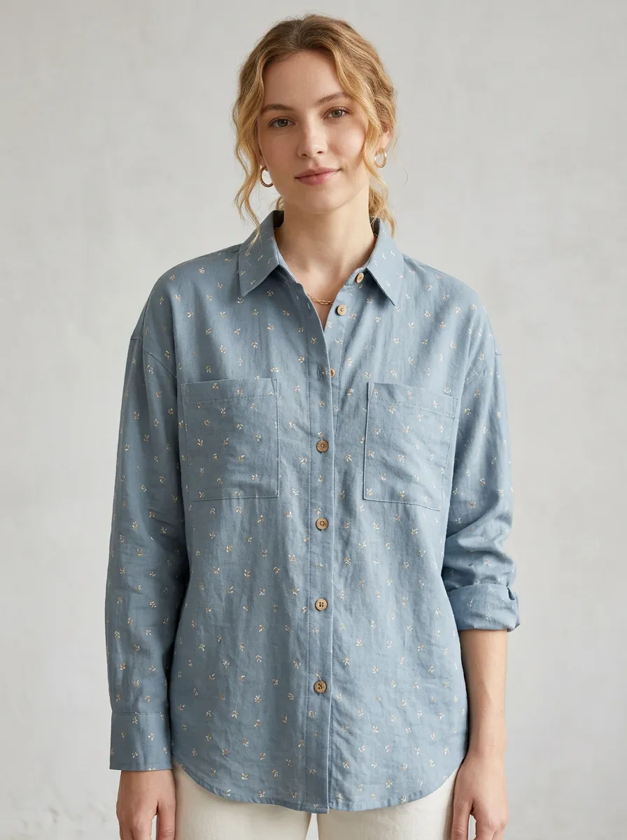 Women's Floral Print Button-Down Shirt