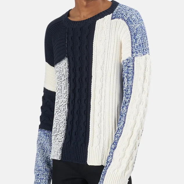 Cotton Knit Patchwork Sweater