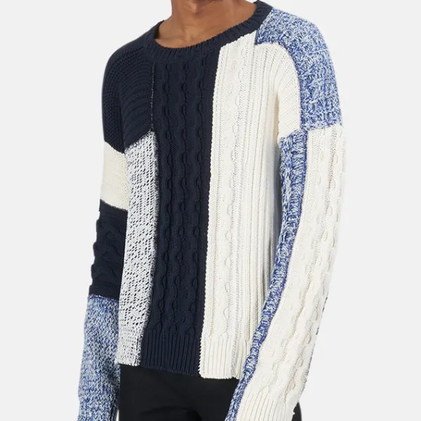 Cotton Knit Patchwork Sweater