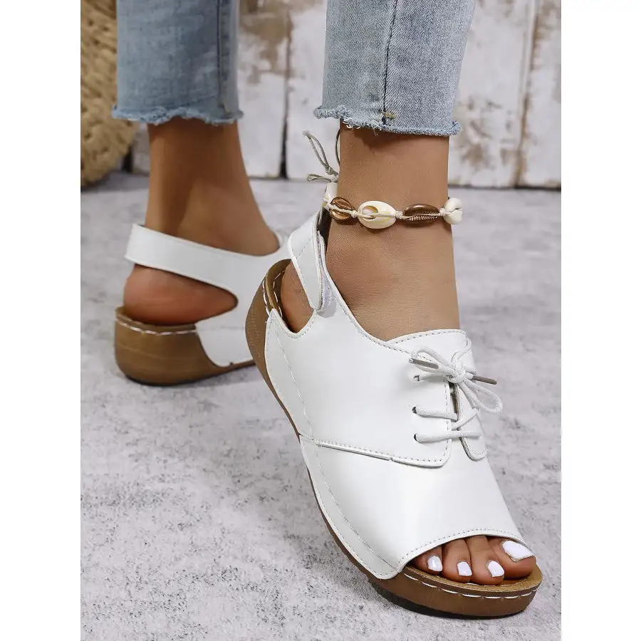 Casual Peep Toe Lace Up Comfort Sandals