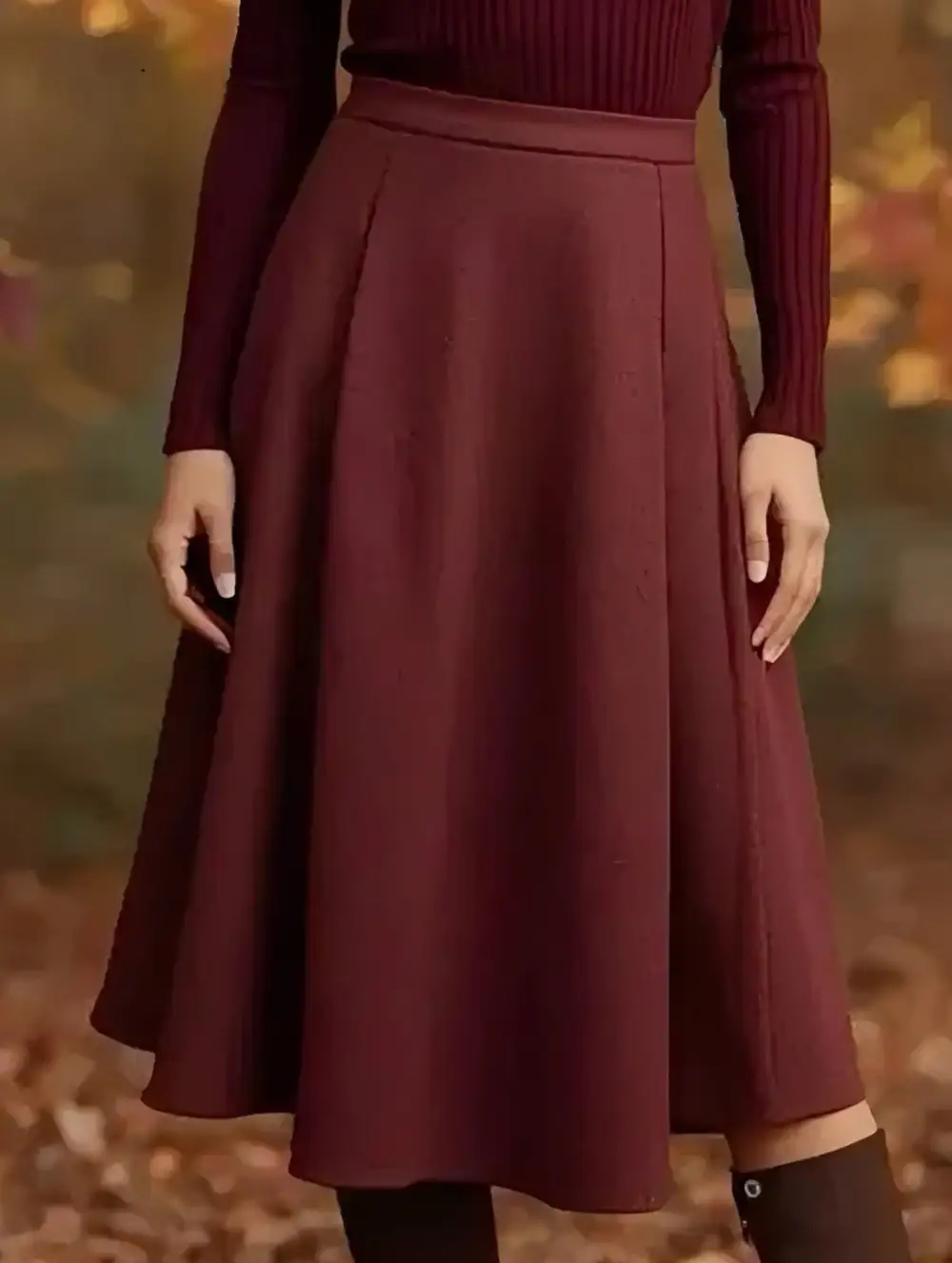 High Waist Pleated Midi Skirt