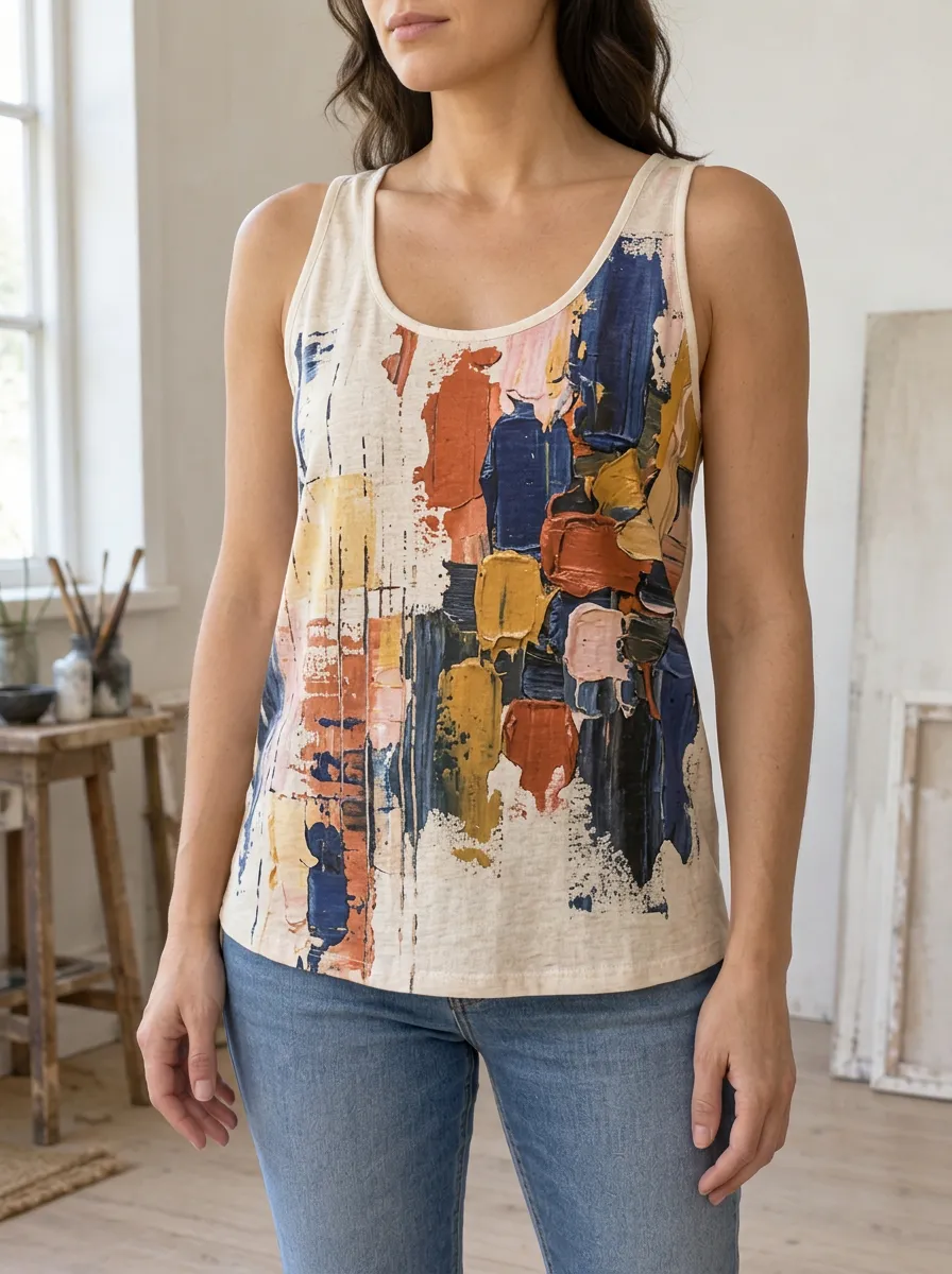 Women's Modern Abstract Art Lover Oil Painting Tank Top
