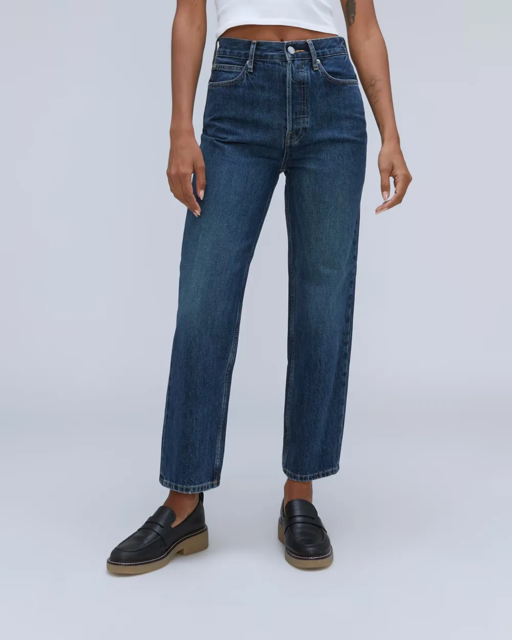Washed High-Waisted Jeans
