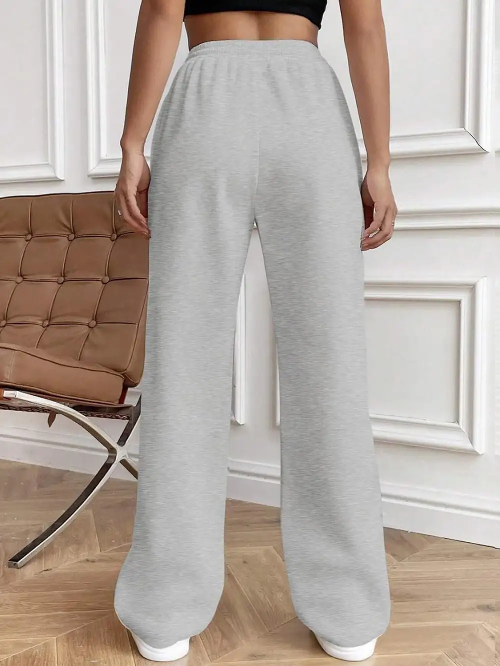Drawstring Elastic Waist Pants With Pocket