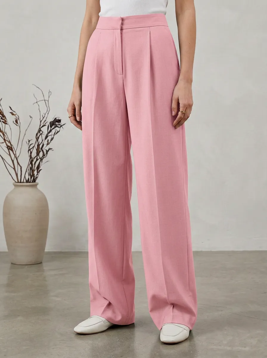 High-Waist Pleated Women's Wide-Leg Trousers