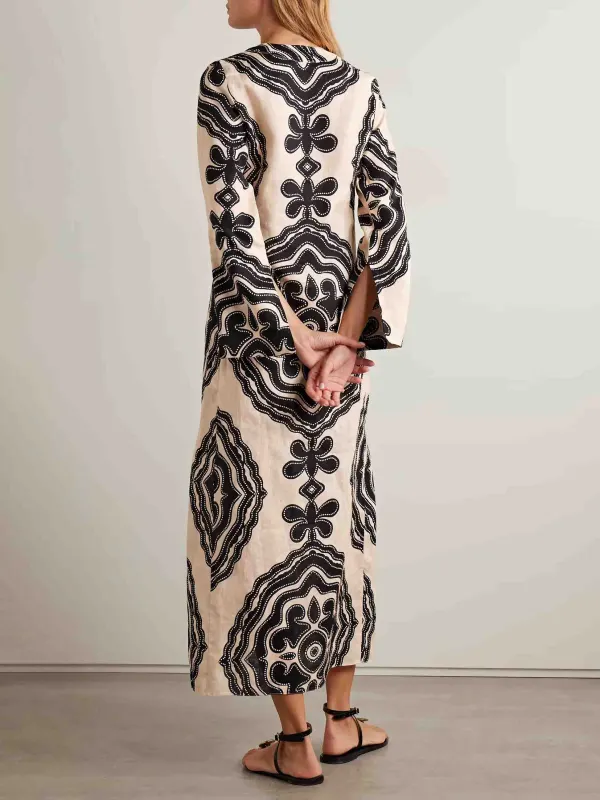 Casual Floral Print Midi Dress