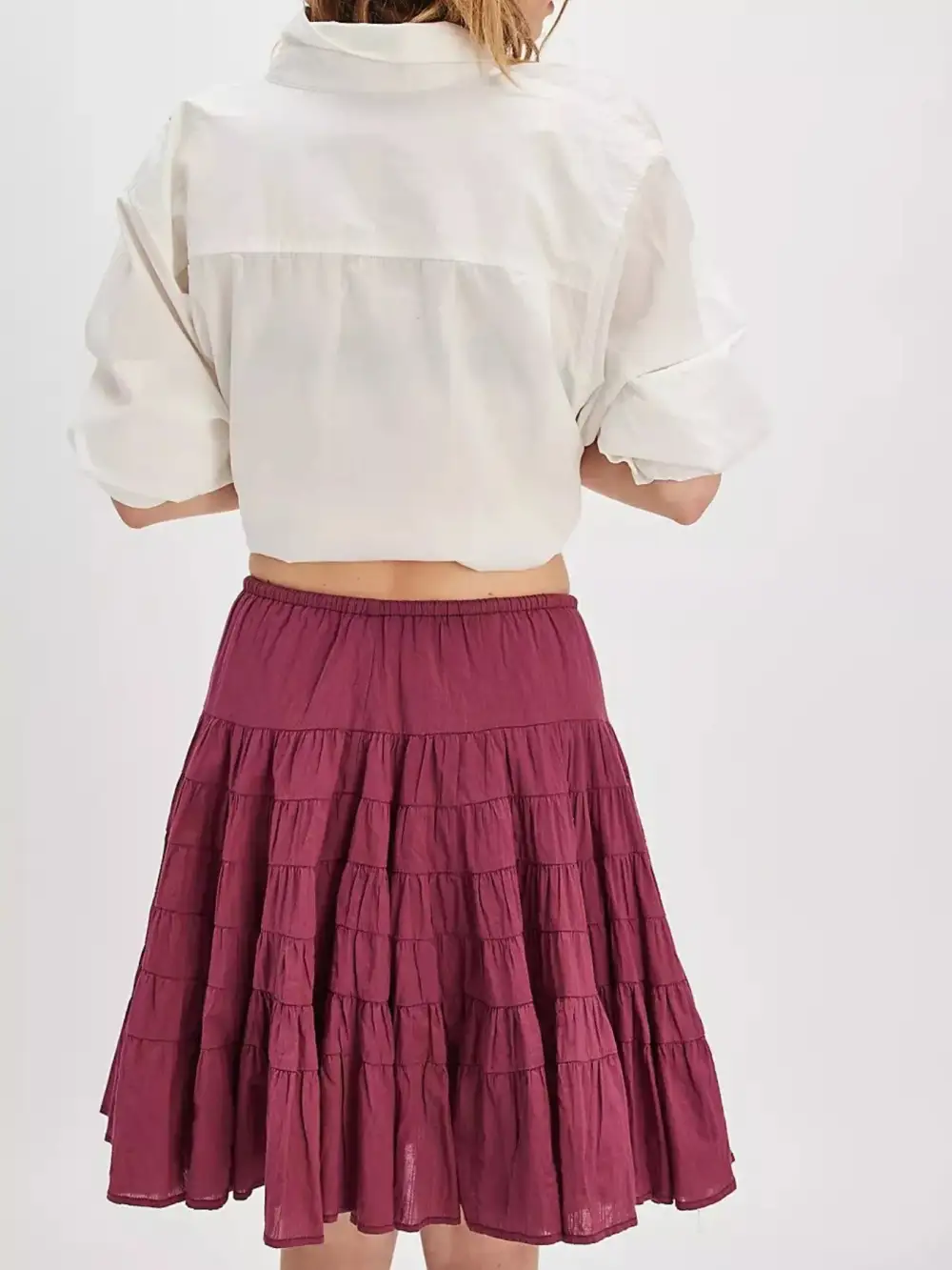 Smooth Drawstring Tiered Skirt