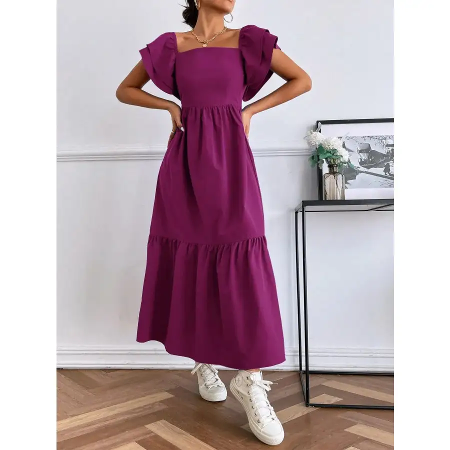 Tiered Square Neck Maxi Dress