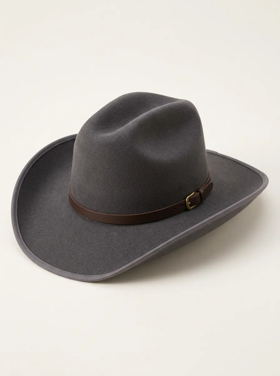 Grey Western Style Hat with Belt Style Band
