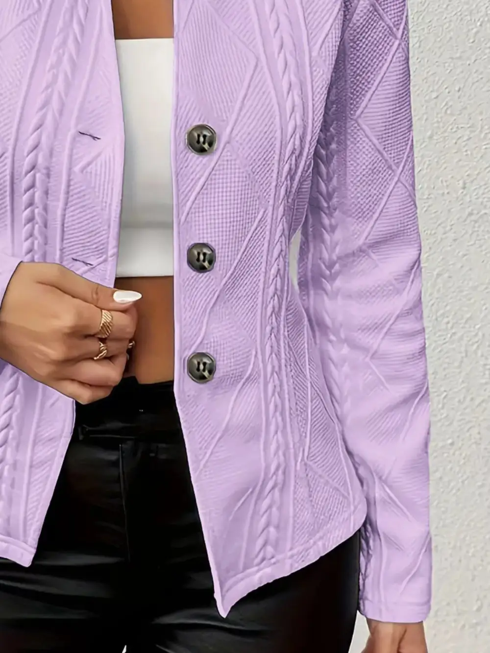 Unlined Textured Knit Button Blazer