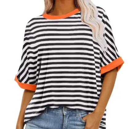 Striped Crewneck Short Sleeve Pullover
