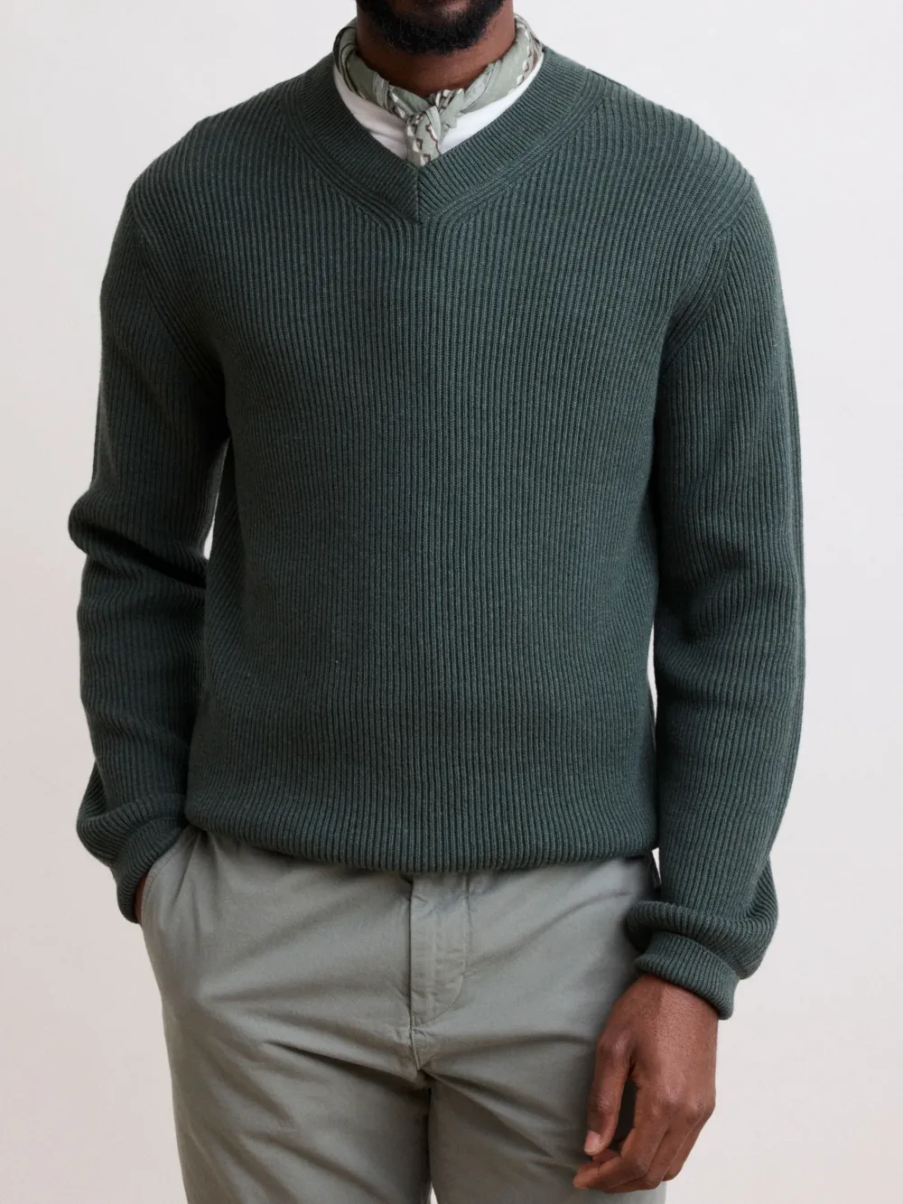 Men's Green V-neck Sweater