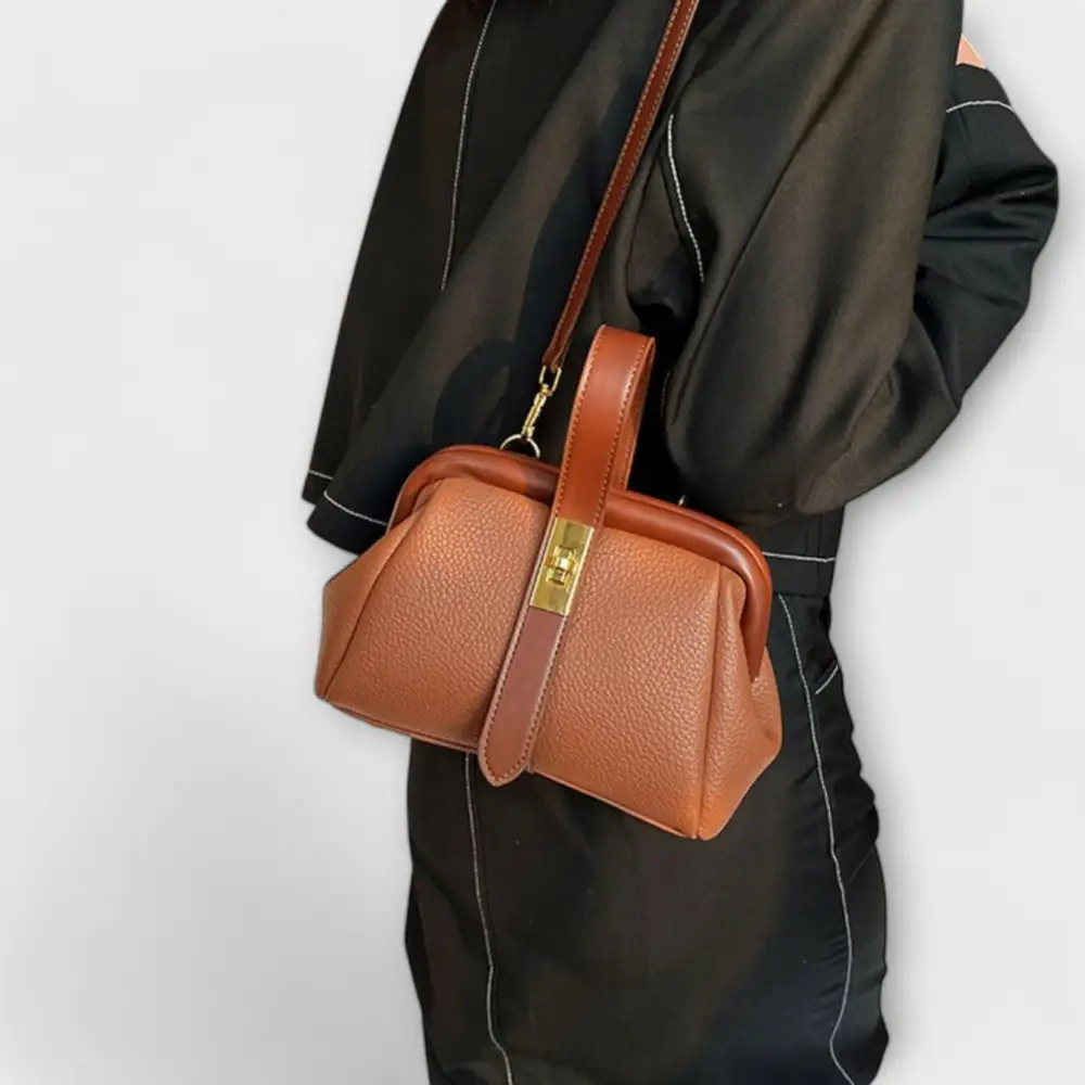 Structured Open Top Leather Handbag