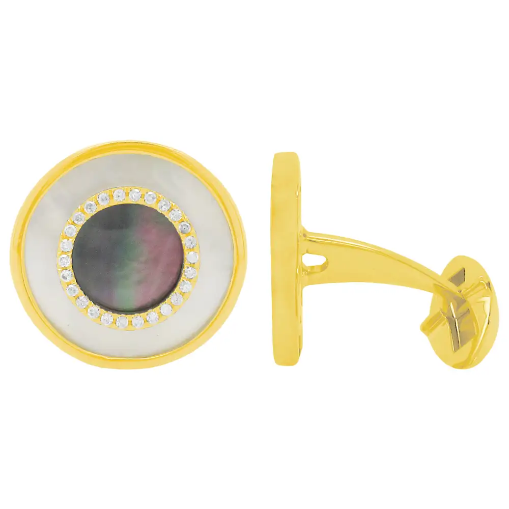 Contemporary Diamond Mother Of Pearl Cufflinks