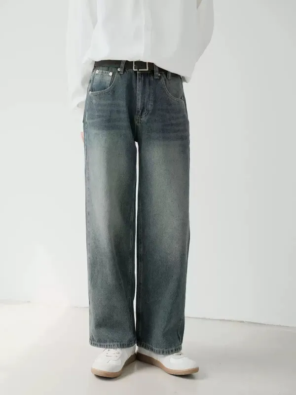 Mid-Rise Straight Leg Jeans