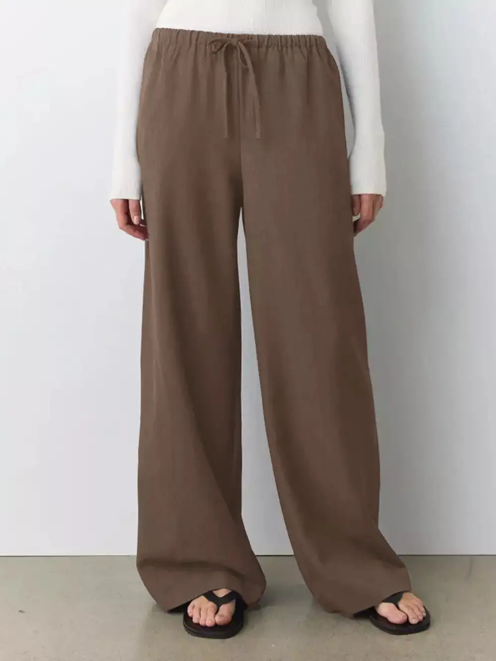 Wide Leg Drawstring Relaxed Fit Everyday Pants
