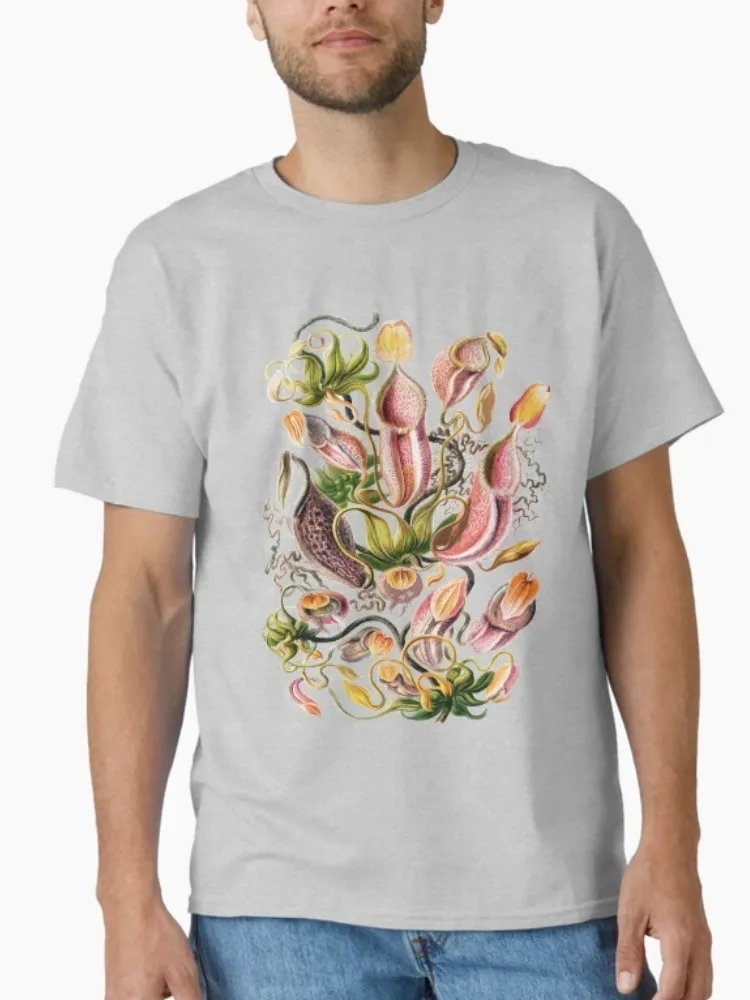 Lady Pitcher Plant Print Round-neck Short-Sleeve T-Shirt