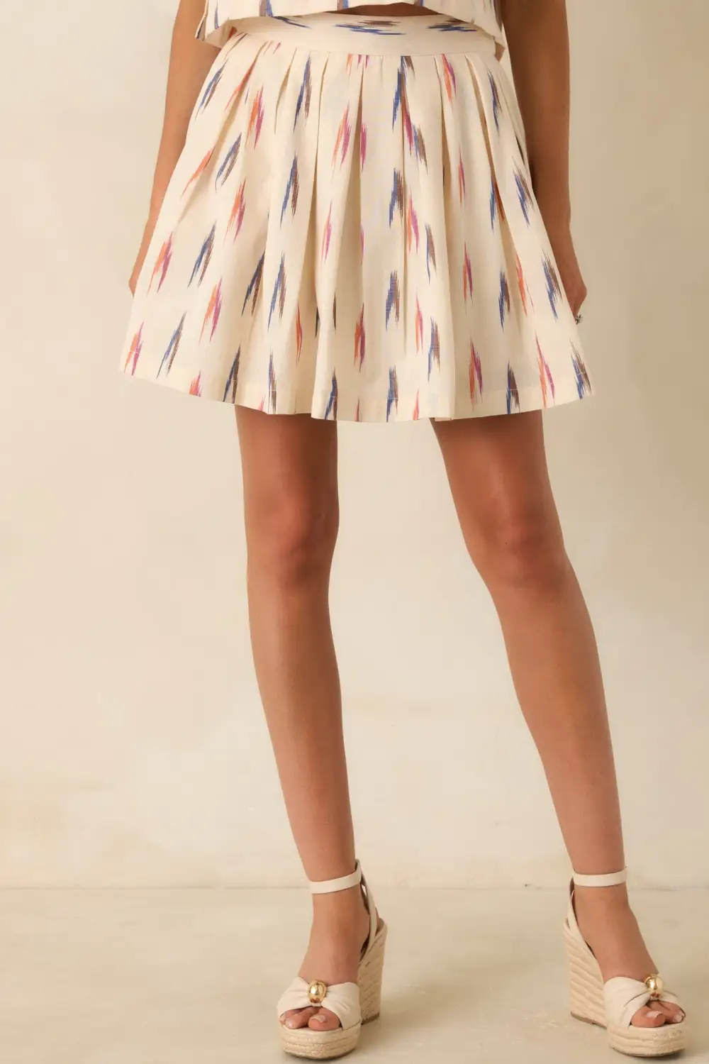 Summer Multicolor Print Cotton Mini Skirt