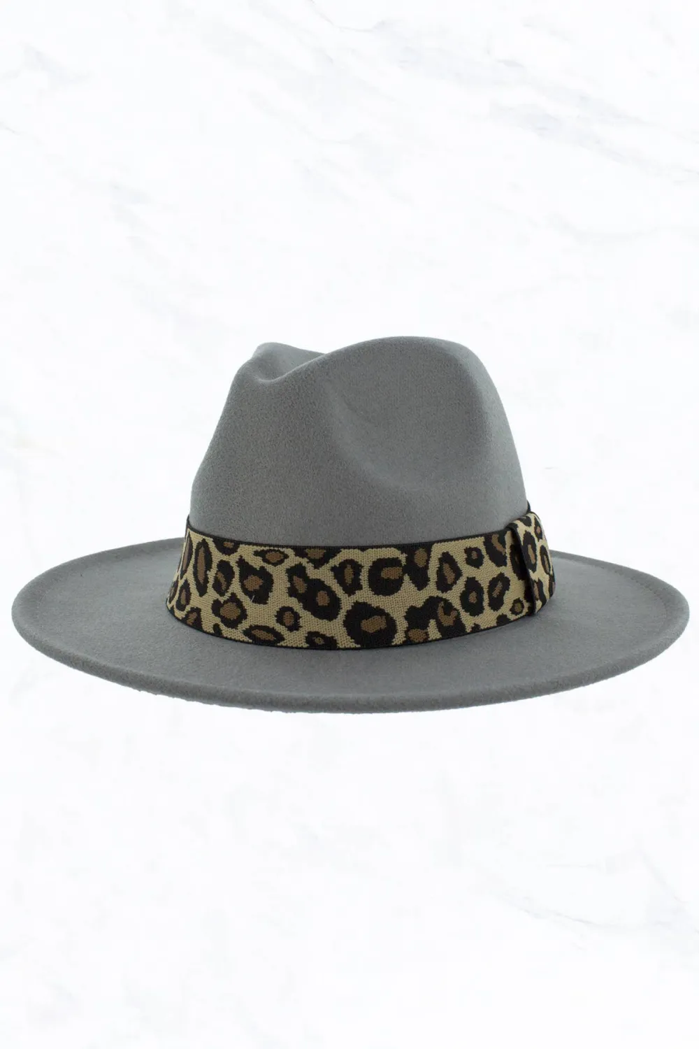Retro Flat Big Brim Fedora Jazz Hat Wide Leopard Belt