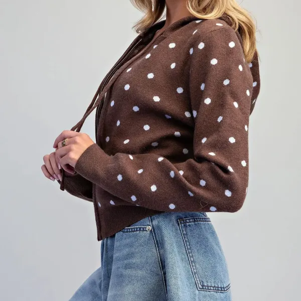Polka Dot Zip Up Hoodie
