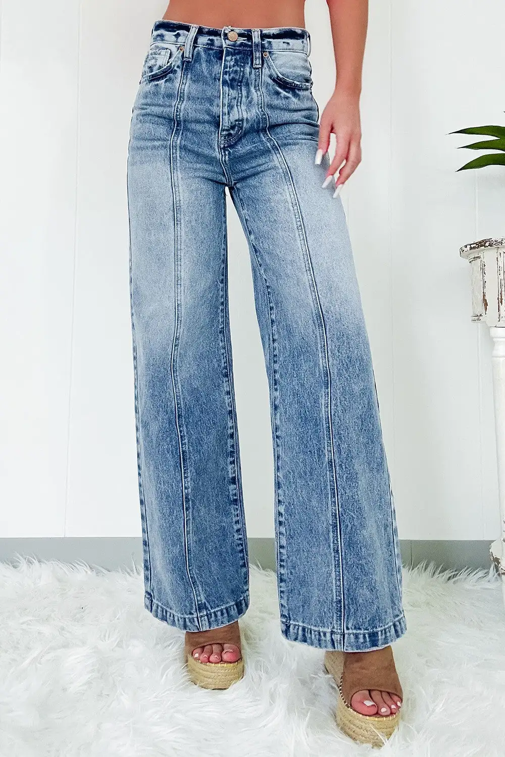 Flap Pocket Pull On Denim Jeans