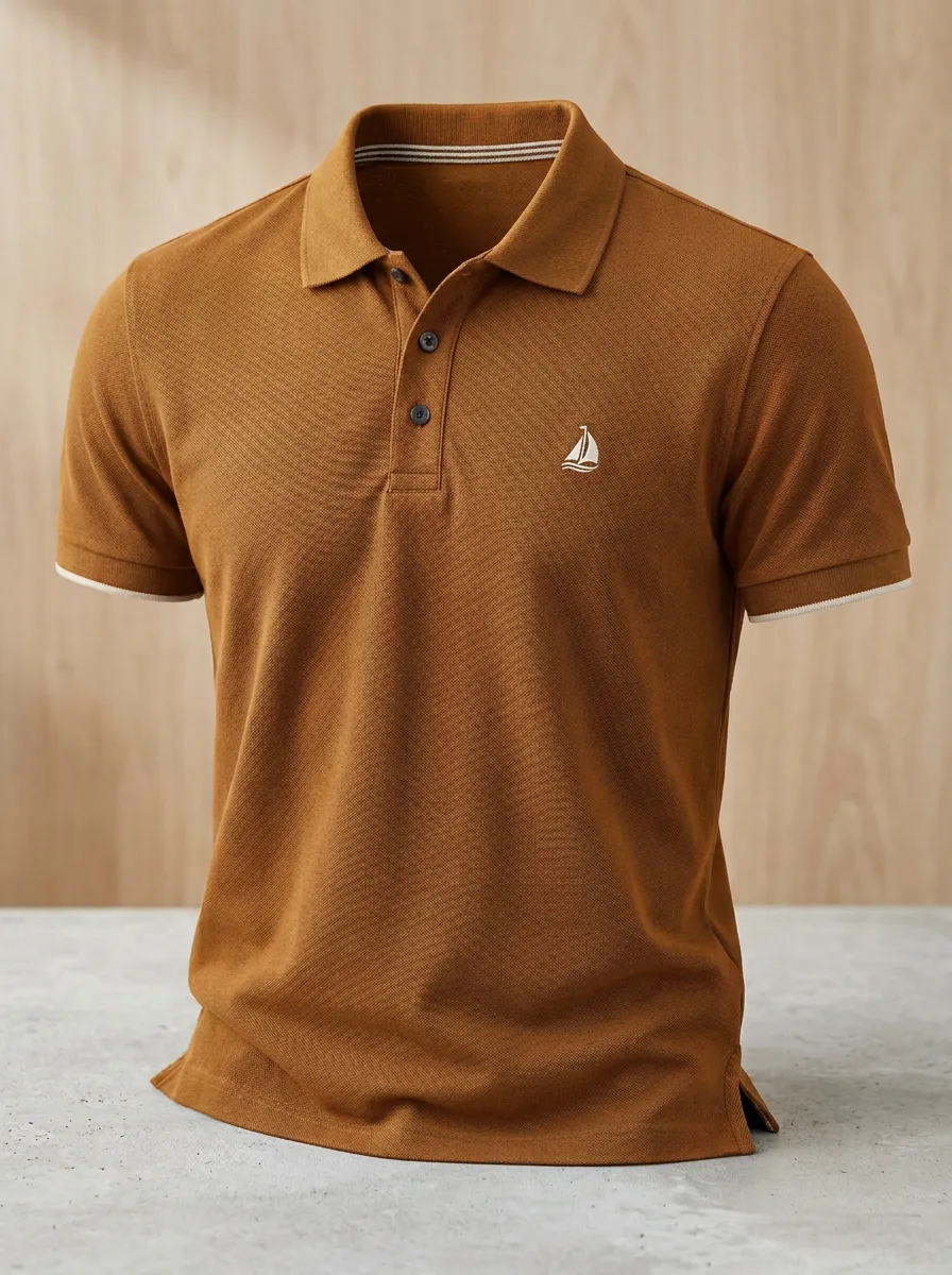 Sailboat-Detail -Detail Nautical-Inspired Men's Polo Shirt