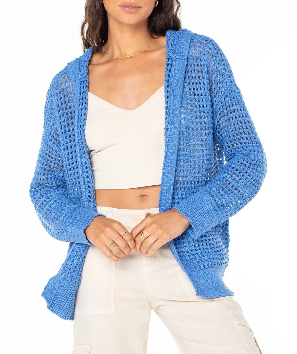 Open-Knit Hooded Sweater