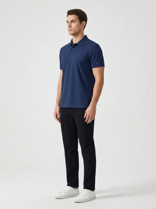 Compass-Detail Embroidered-Detail Nautical-Inspired Men's Polo Shirt