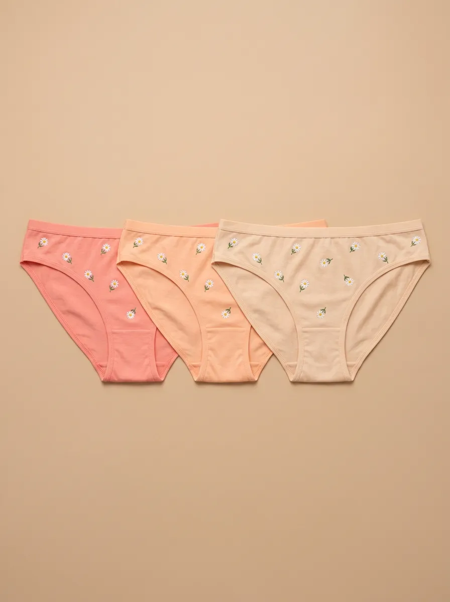Women's Floral-Print Seamless 3-Pack Bikini Briefs