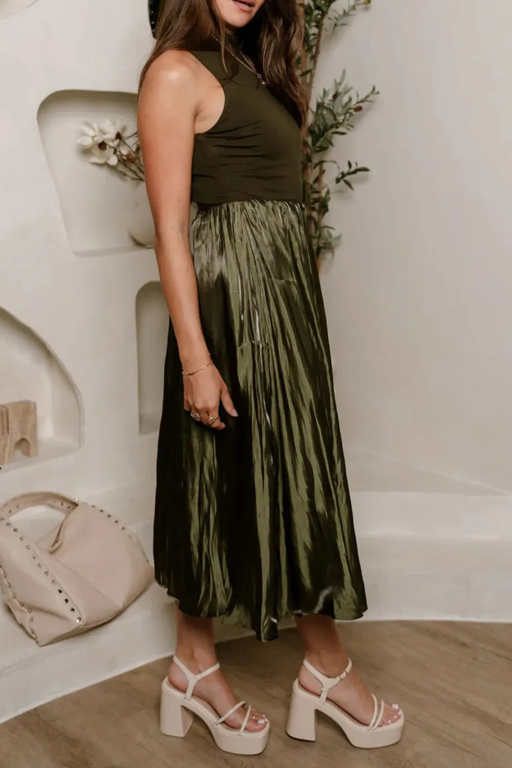 Plain Halter Neckline Maxi Dress