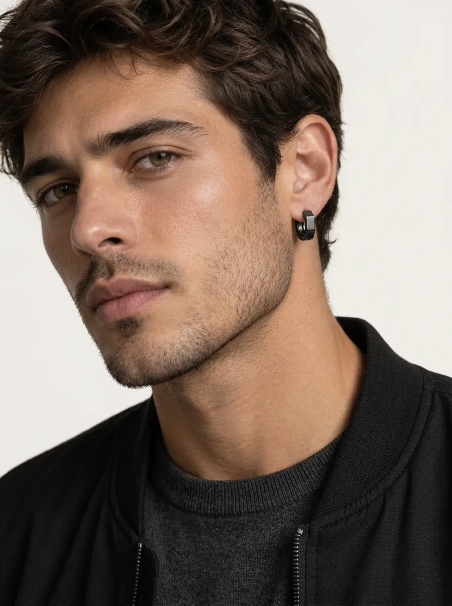 Men's Minimalist Hexagon Hoop Earrings